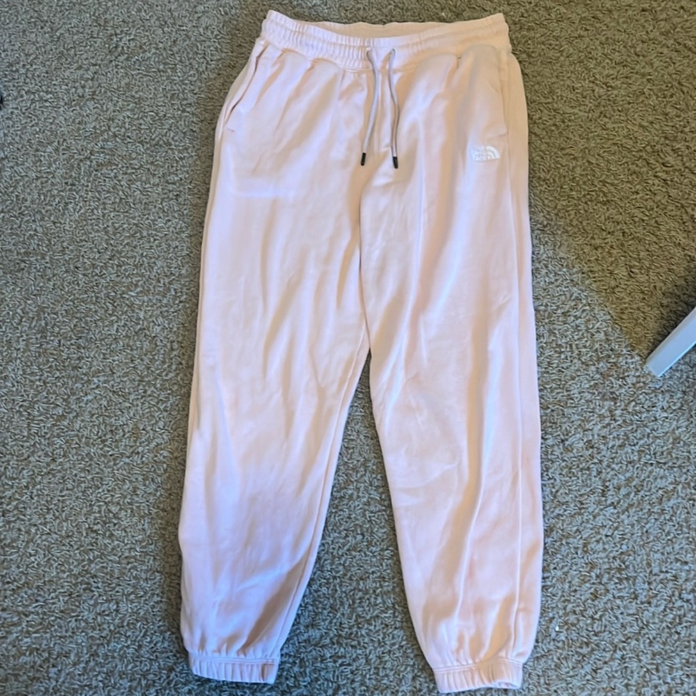 North face light pink sweat pants